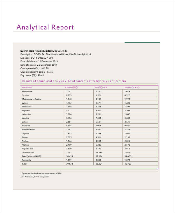 analytical report in pdf