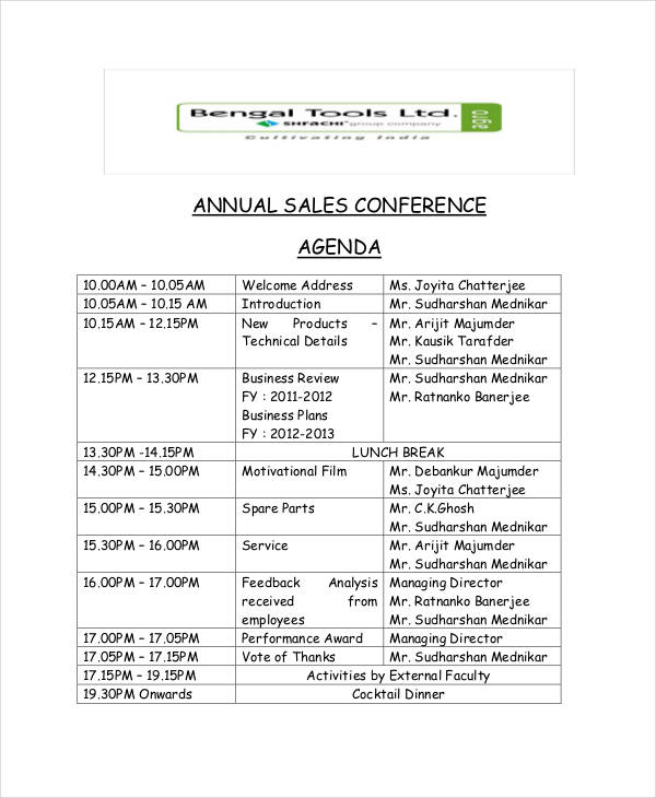 annual sales conference agenda
