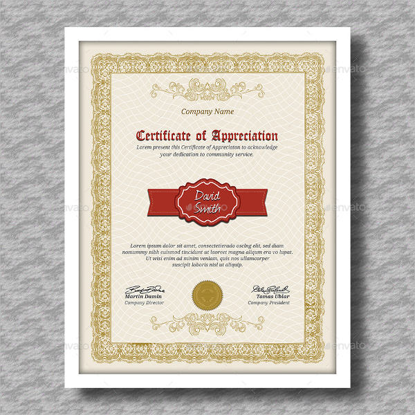 Appreciation Certificate PSD Design
