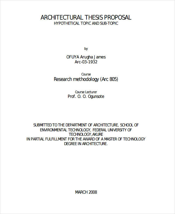sample title page of thesis proposal