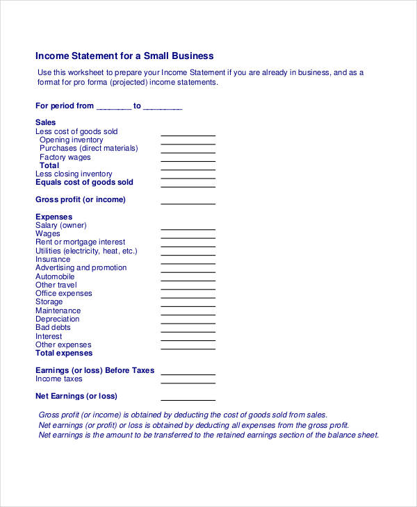 Bank Income Statement