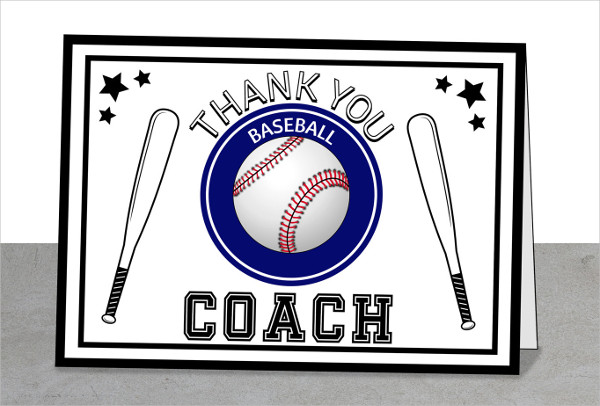 baseball coach thank you card