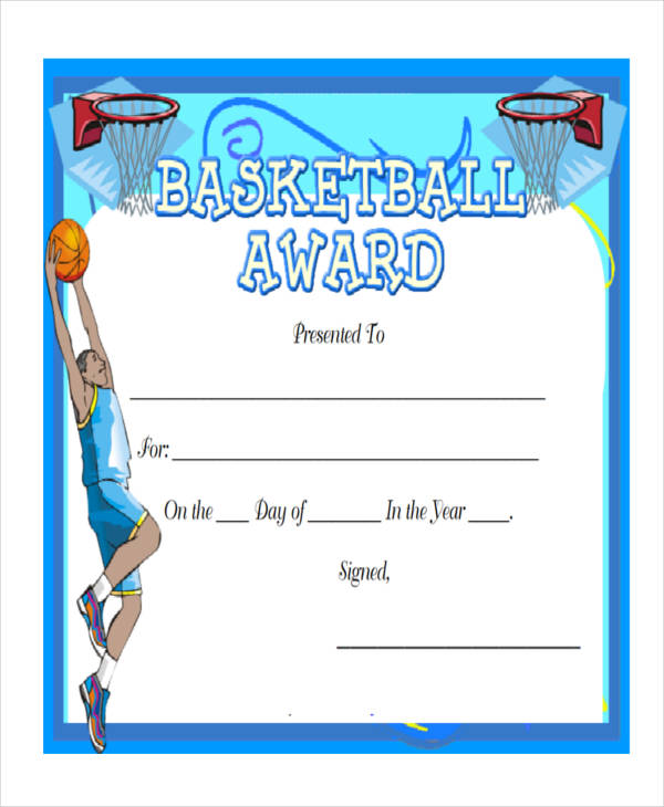 Basketball Award Certificate Template