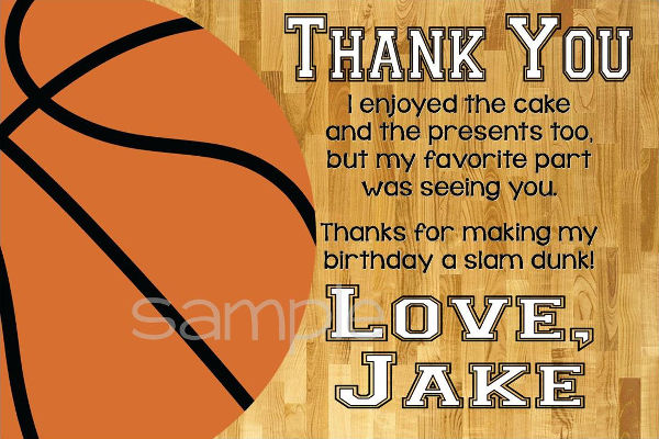 basketball thank you card