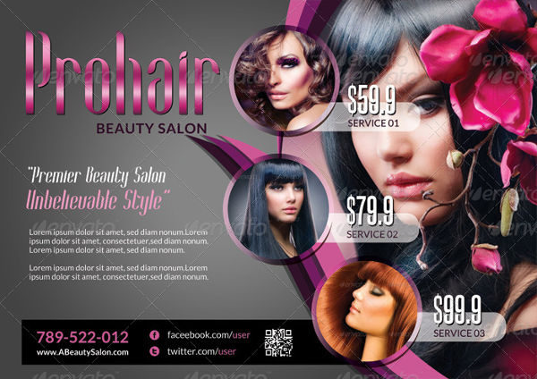 beauty salon rack card