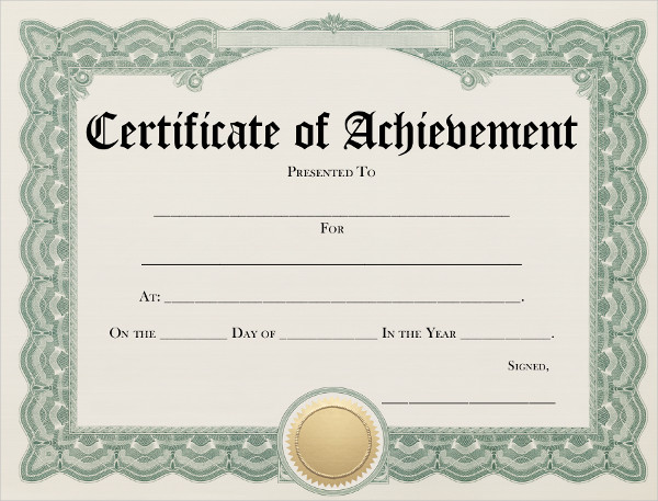 Blank Achievement Certificate