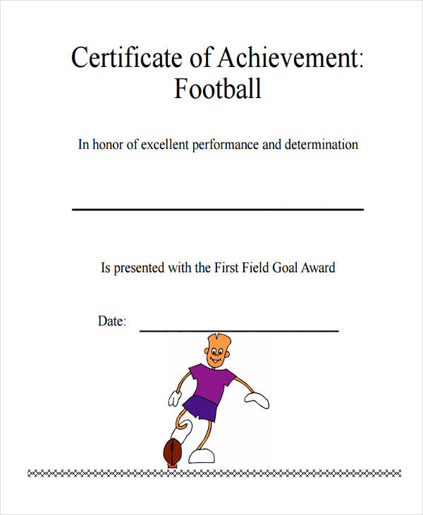 blank football award certificate