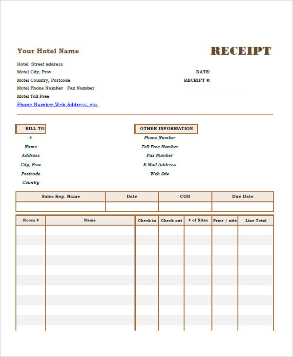 hotel bill format doc free download