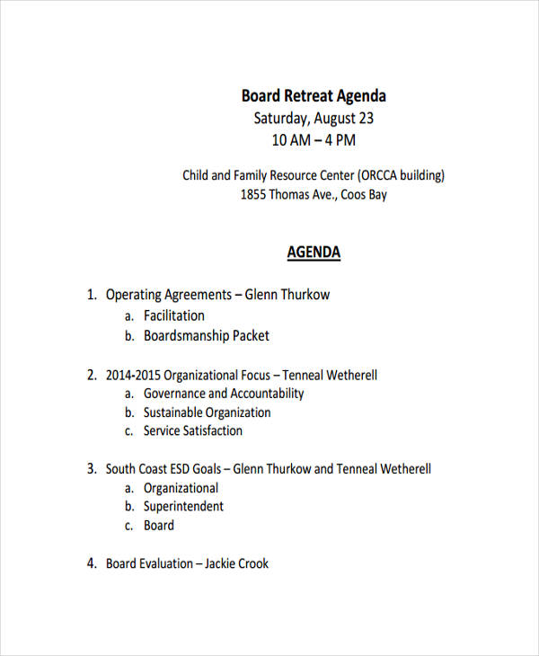 Retreat Agenda 9+ Examples, Format, Pdf Examples