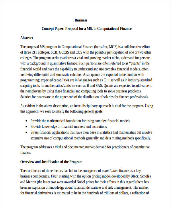 sample concept paper for research proposal pdf