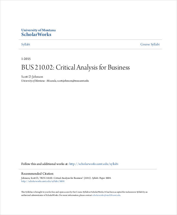 business critical analysis