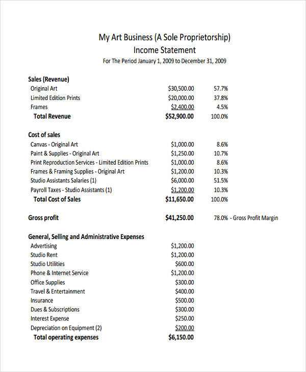 business income statement