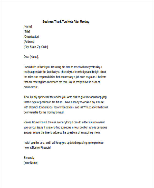 Thank You Letter For Meeting Collection Letter Template Collection