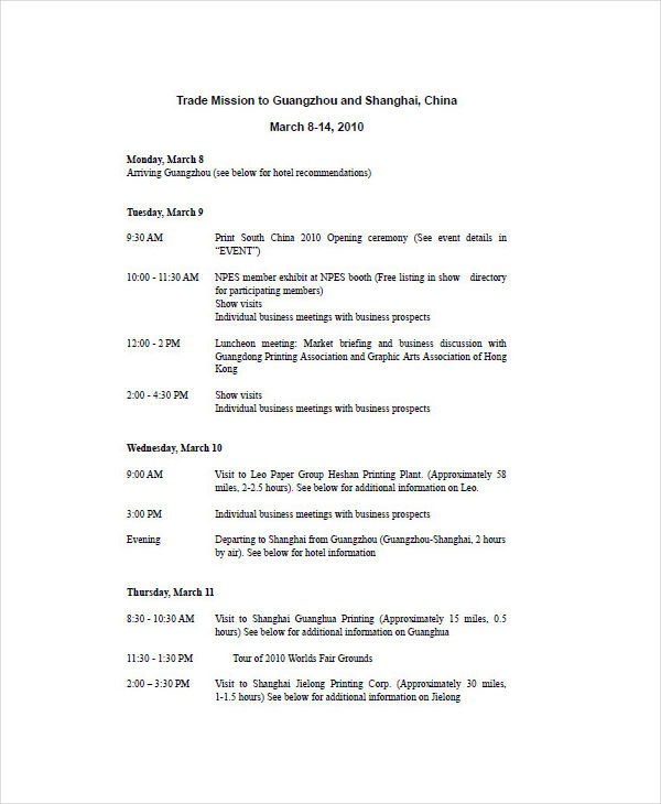 Image 10 for Travel Agenda Template