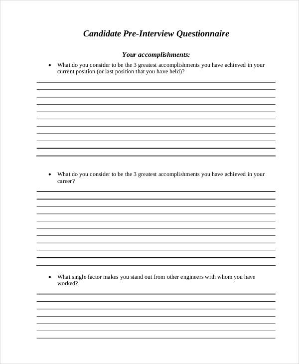 Sample Interview Form Template The Document Template
