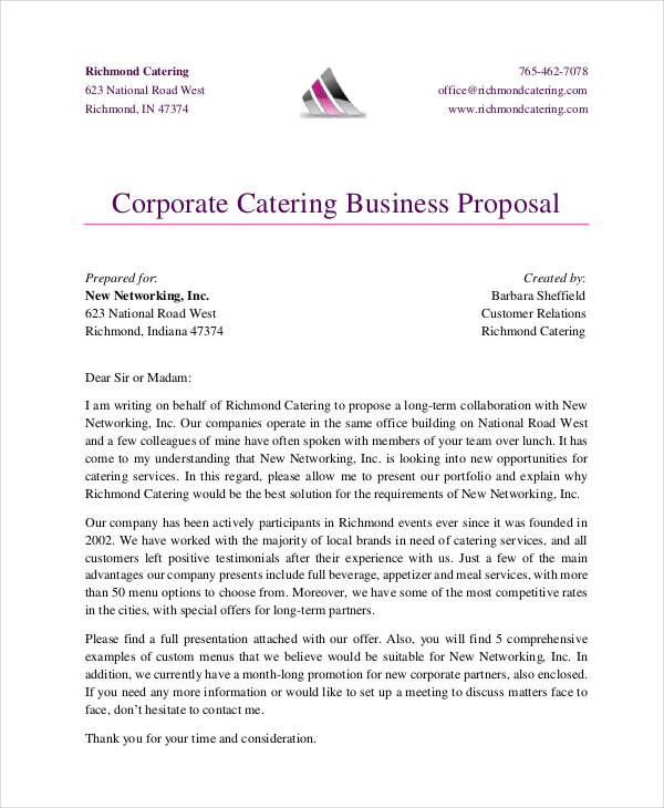 sample unsolicited business proposal