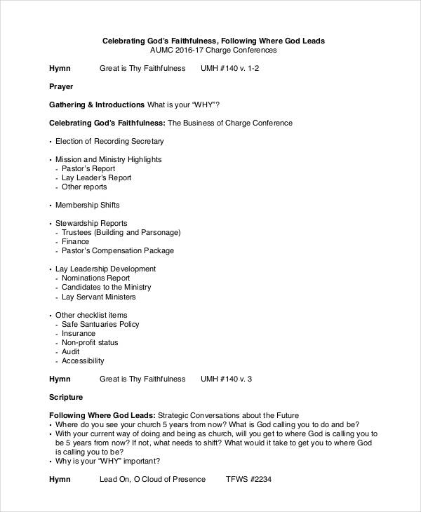 charge conference agenda sample1