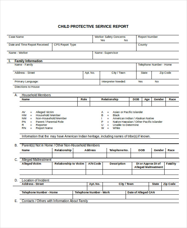 child service protective report example