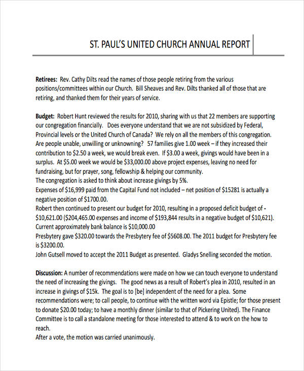 church-annual-report-template