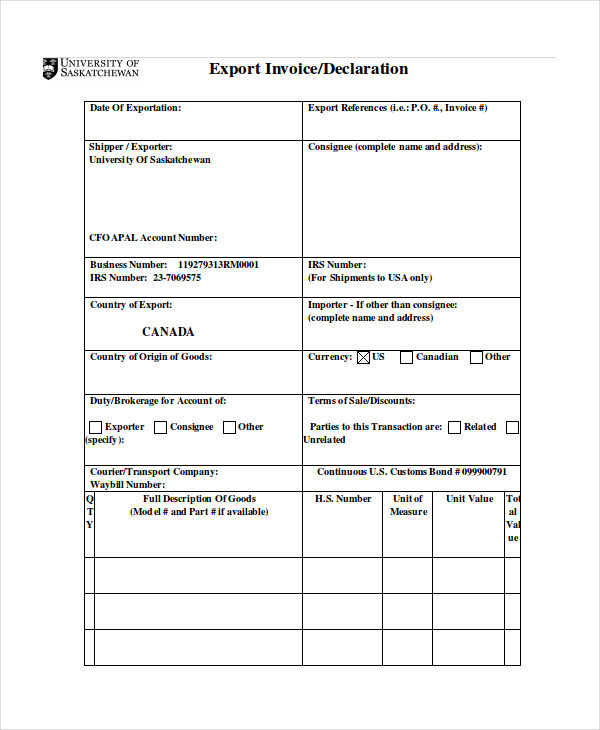 Commercial Business Invoice