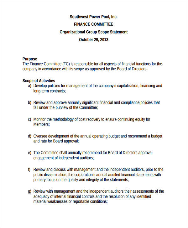 Committee Scope Statement