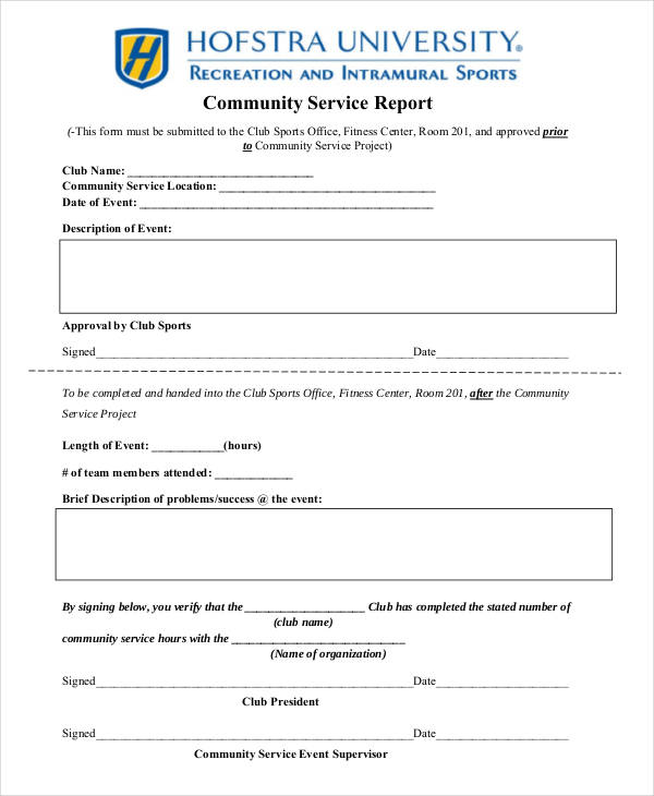 community service report