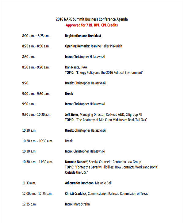 Conference Agenda