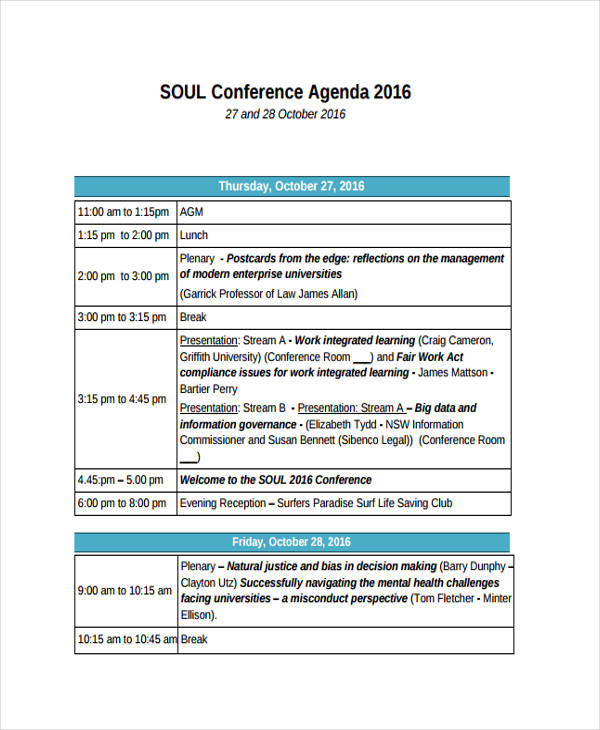 conference presentation agenda