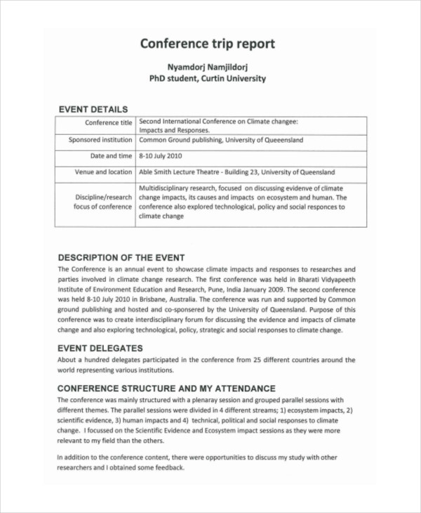 11 Trip Report Examples To Download