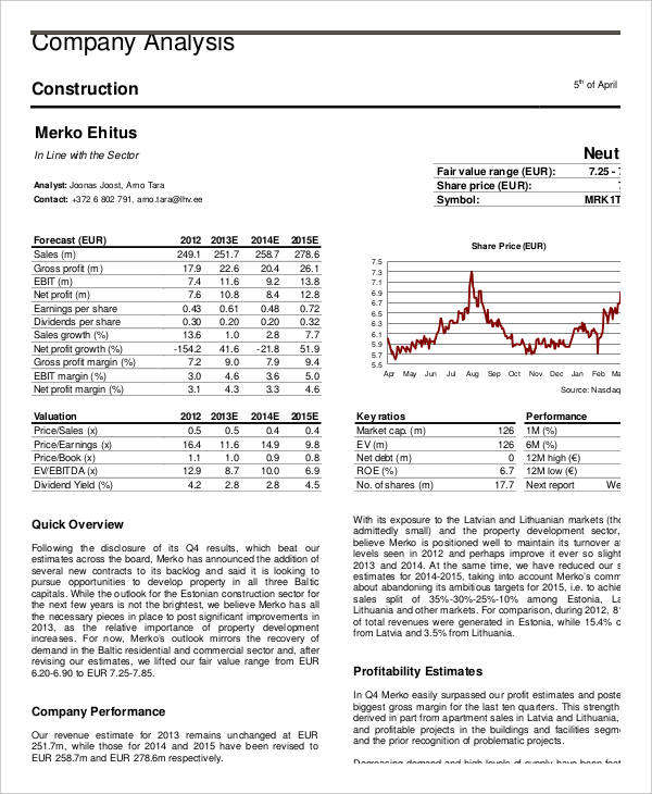 Construction Company Analysis