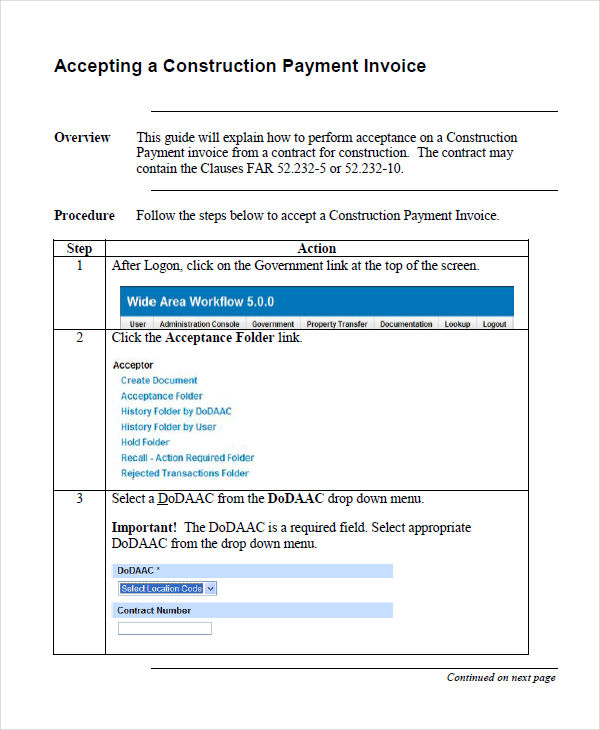 construction invoice template google docs