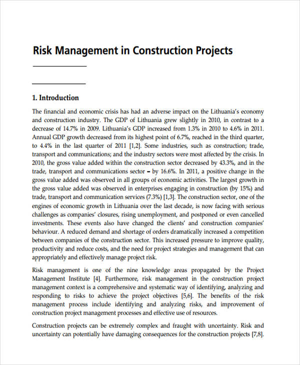 construction risk management plan