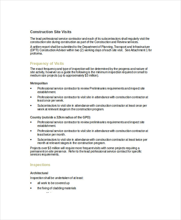 civil site visit report format