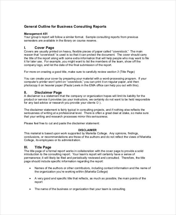 consulting report outline