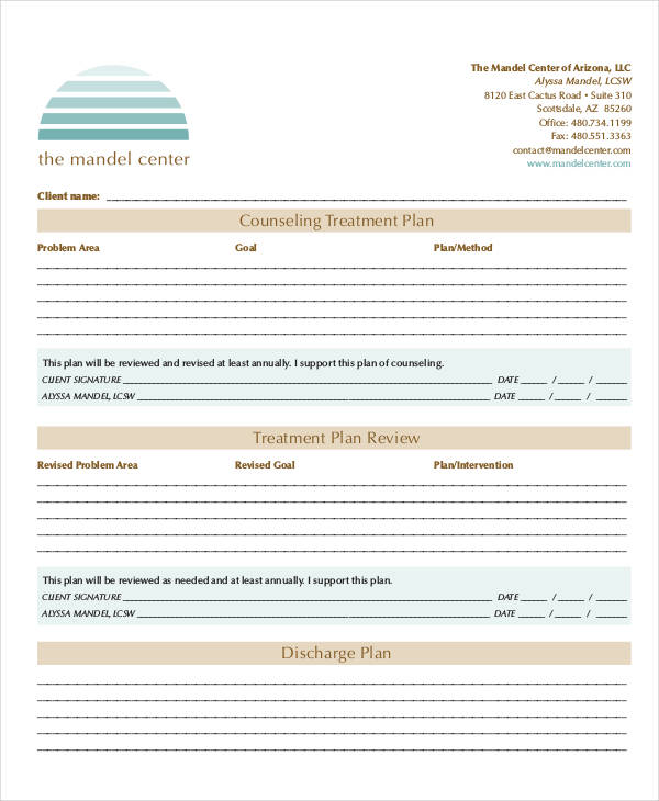 Counseling Treatment Plan Template Editable PDF Ubicaciondepersonas 