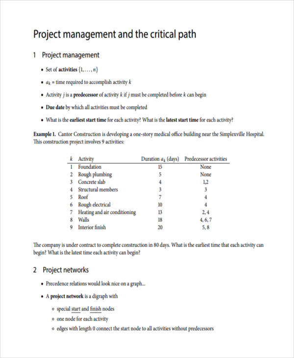 Critical Path Project Management