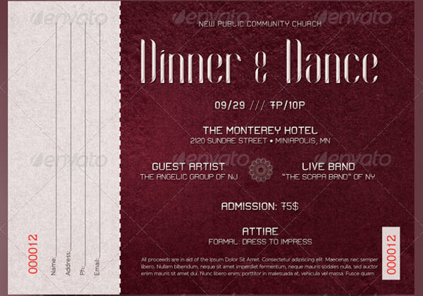 dinner dance ticket design