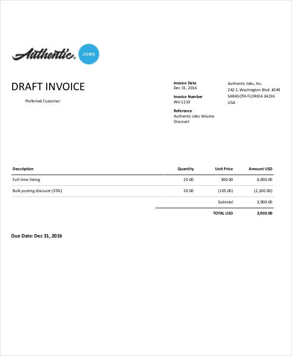 draft invoice