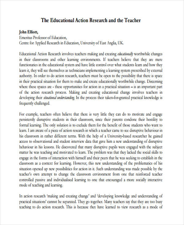 sample abstract for action research