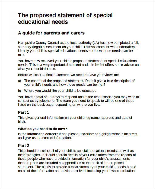 Need Statement 13 Examples Format Pdf