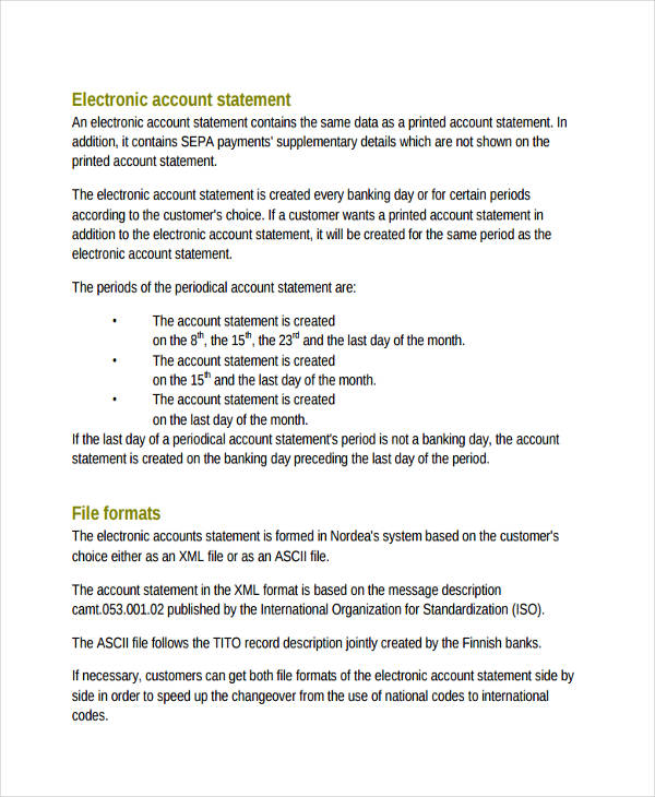 electronic account statement