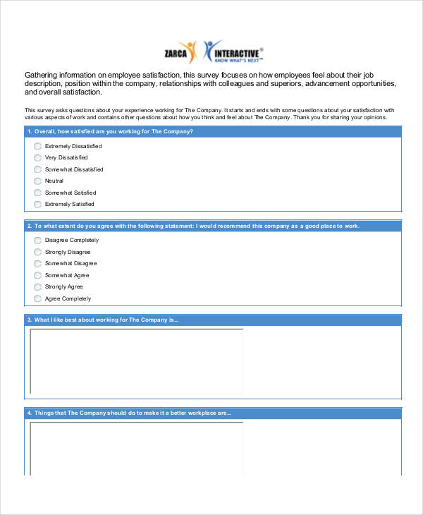 employee satisfaction survey questionnaire pdf