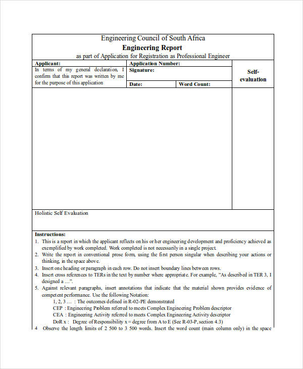 Technician Service Report Template   Engineering Report Example1 