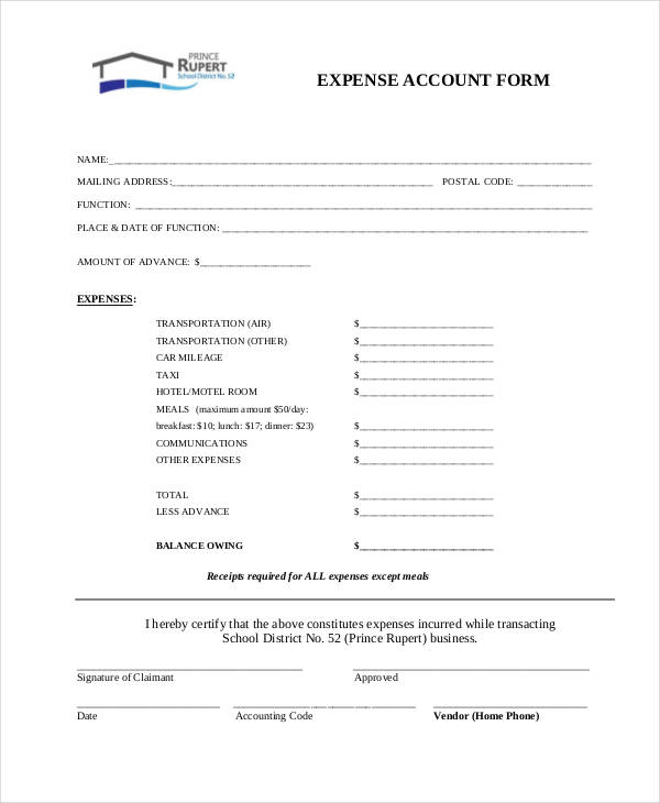 expense account report form