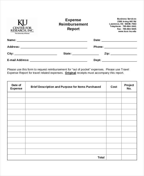expense reimbursement report