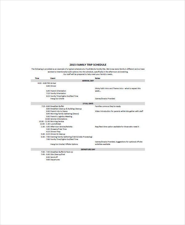 Trip Agenda Sample - 5+ Examples, Format, Pdf | Examples