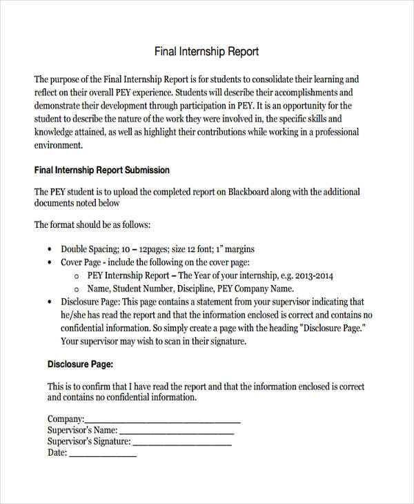 Internship Report 20 Examples Format How To Write Pdf   Final Internship 