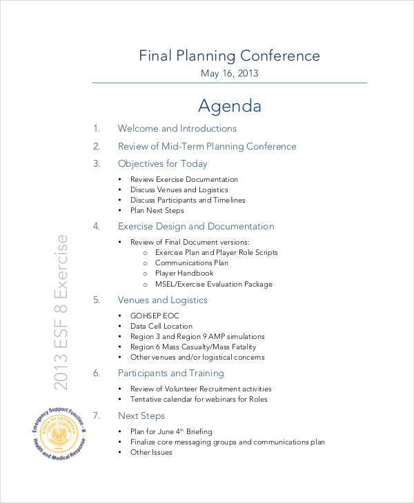 Conference Agenda 22+ Examples, Format, Pdf Examples