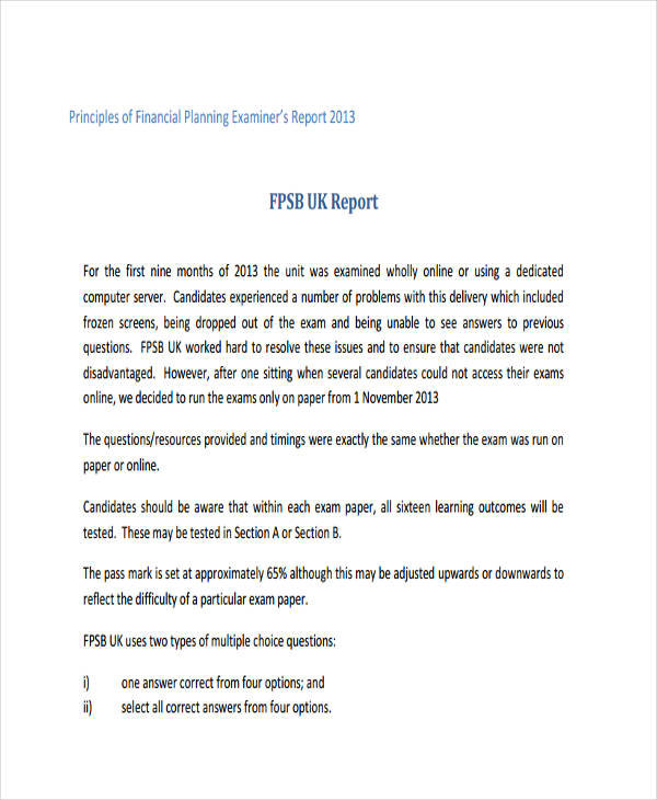 financial planning report