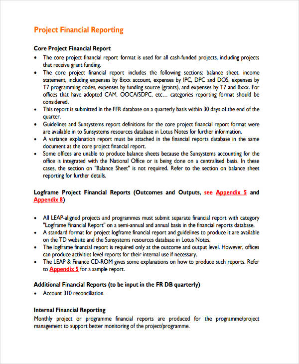 financial project report